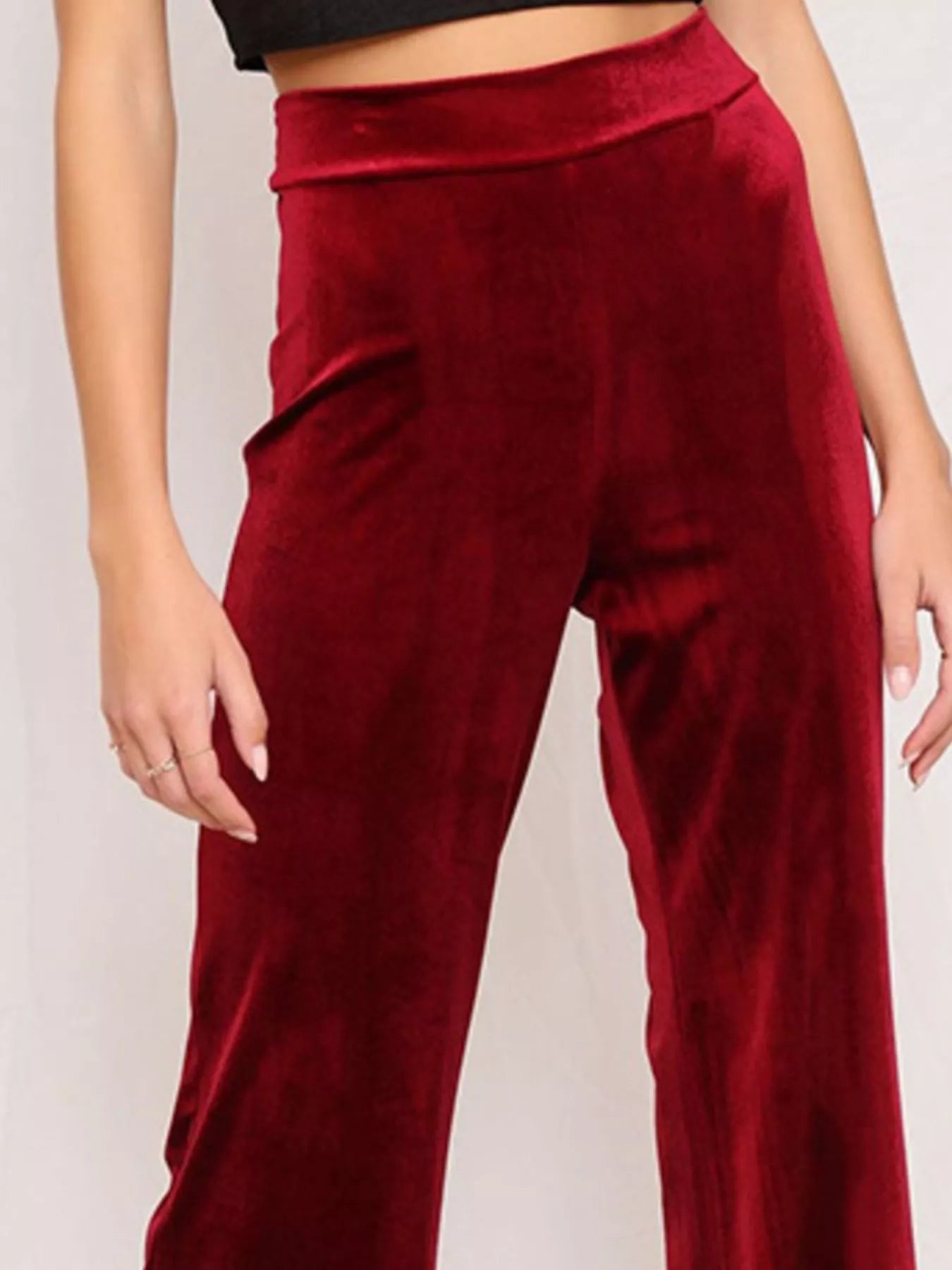 Full Size Velvet Wide Leg Pants Plus Size