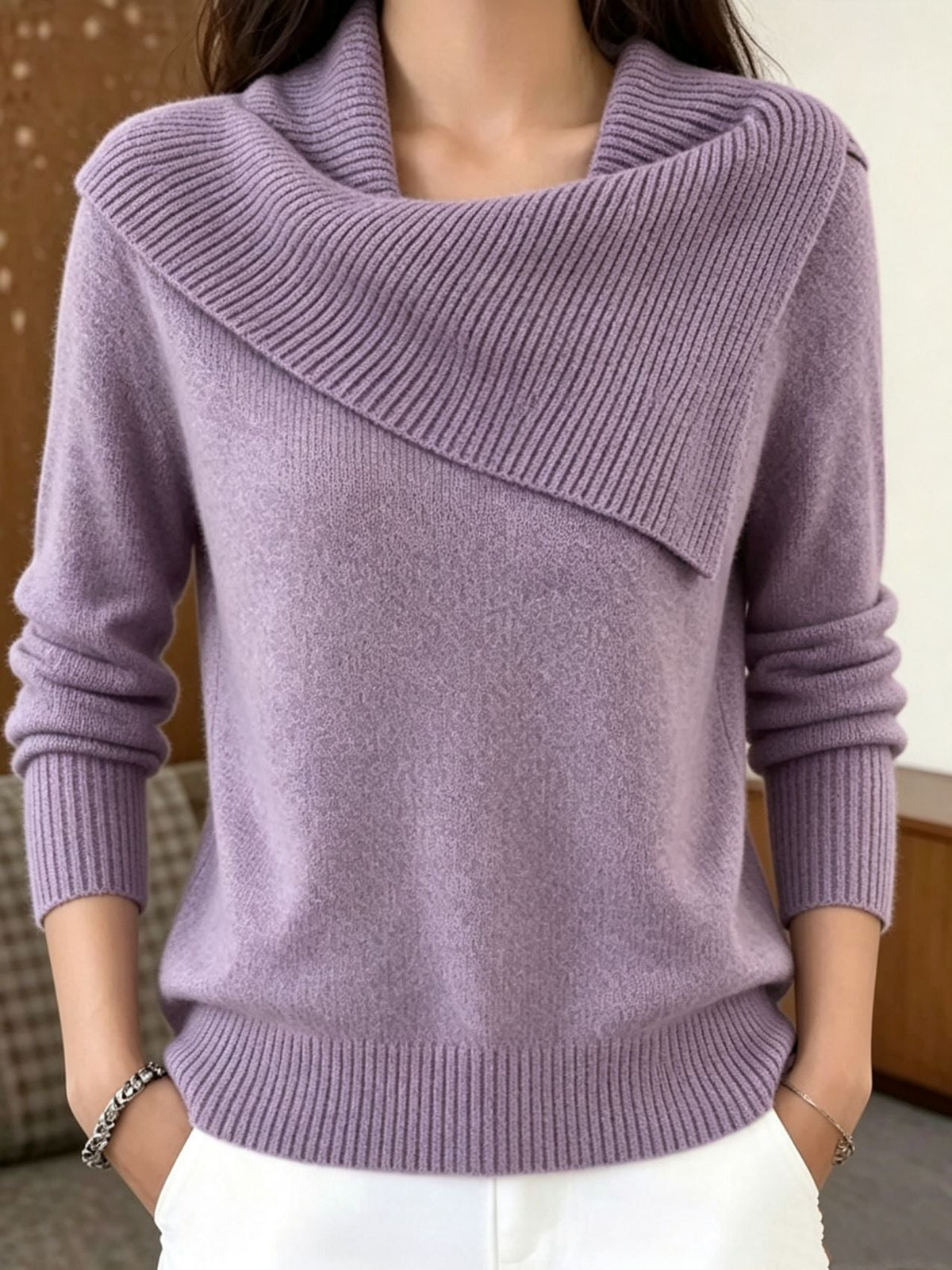 Ribbed Knit Pullover Sweater