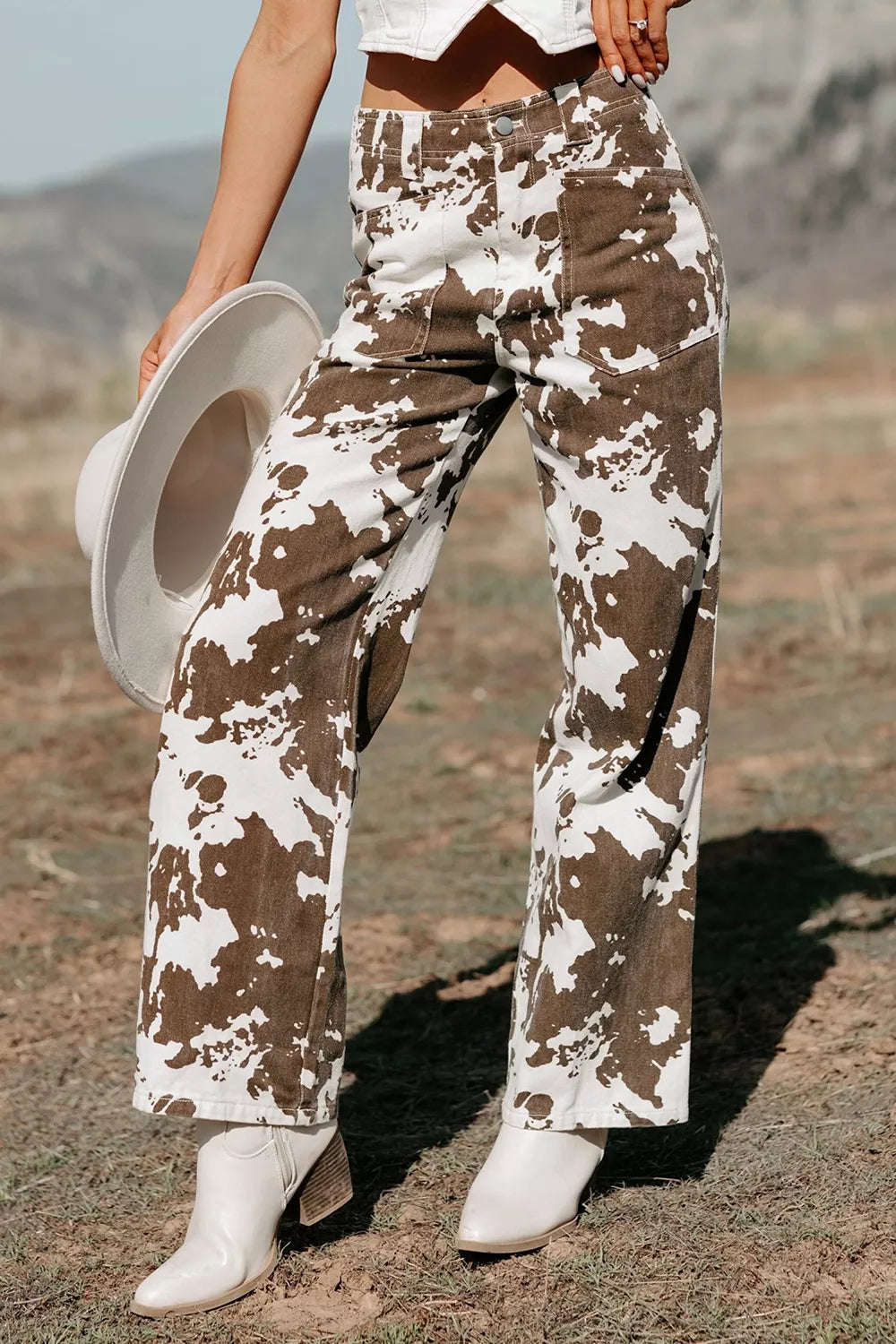 Abstract Pattern Regular Fit Full-Length Western Style Jeans