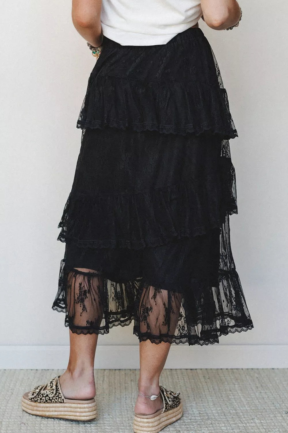 Elegant Ruffle Lace Tiered Skirt