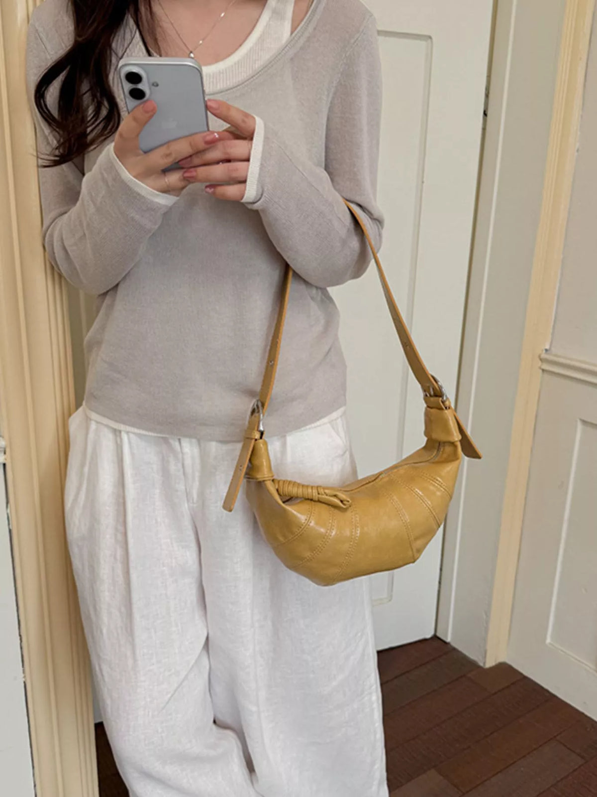 Crescent-Shaped Crossbody Bag