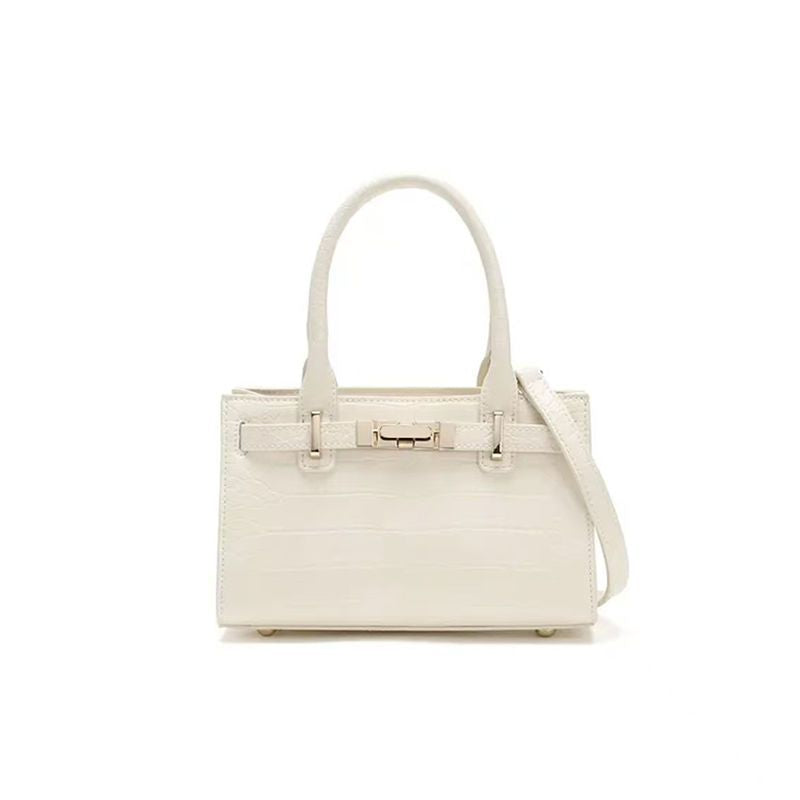 Crocodile-Embossed Leather Top Handle Handbag