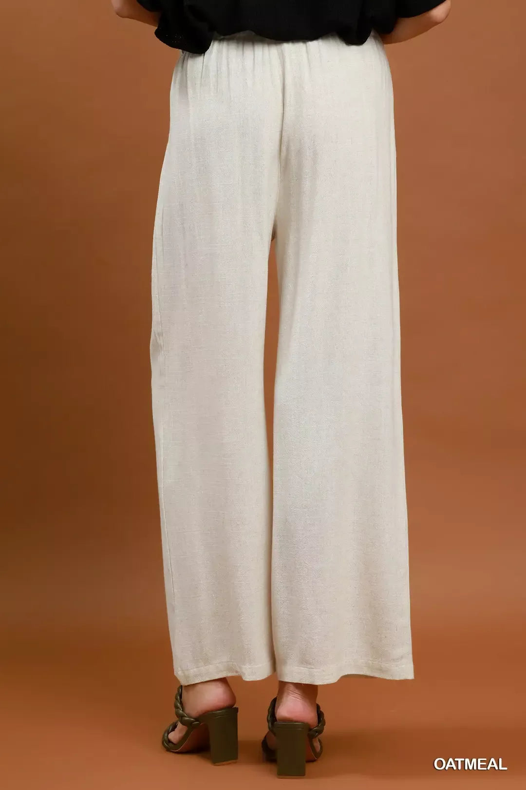 Umgee High Waist Linen Blend Wide Leg Trousers