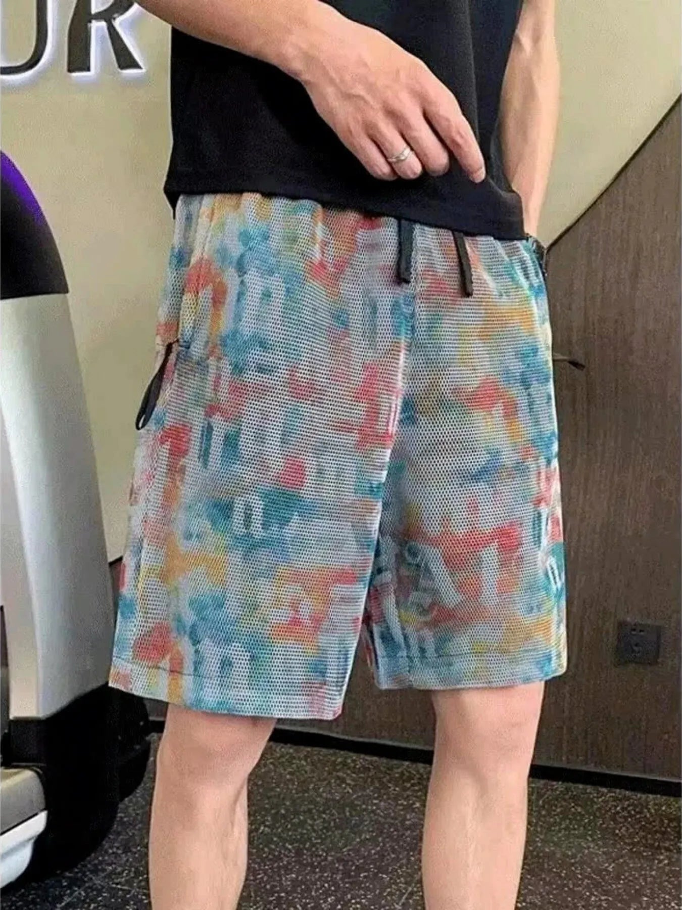 Men's Plus Size Drawstring Printed Skirt