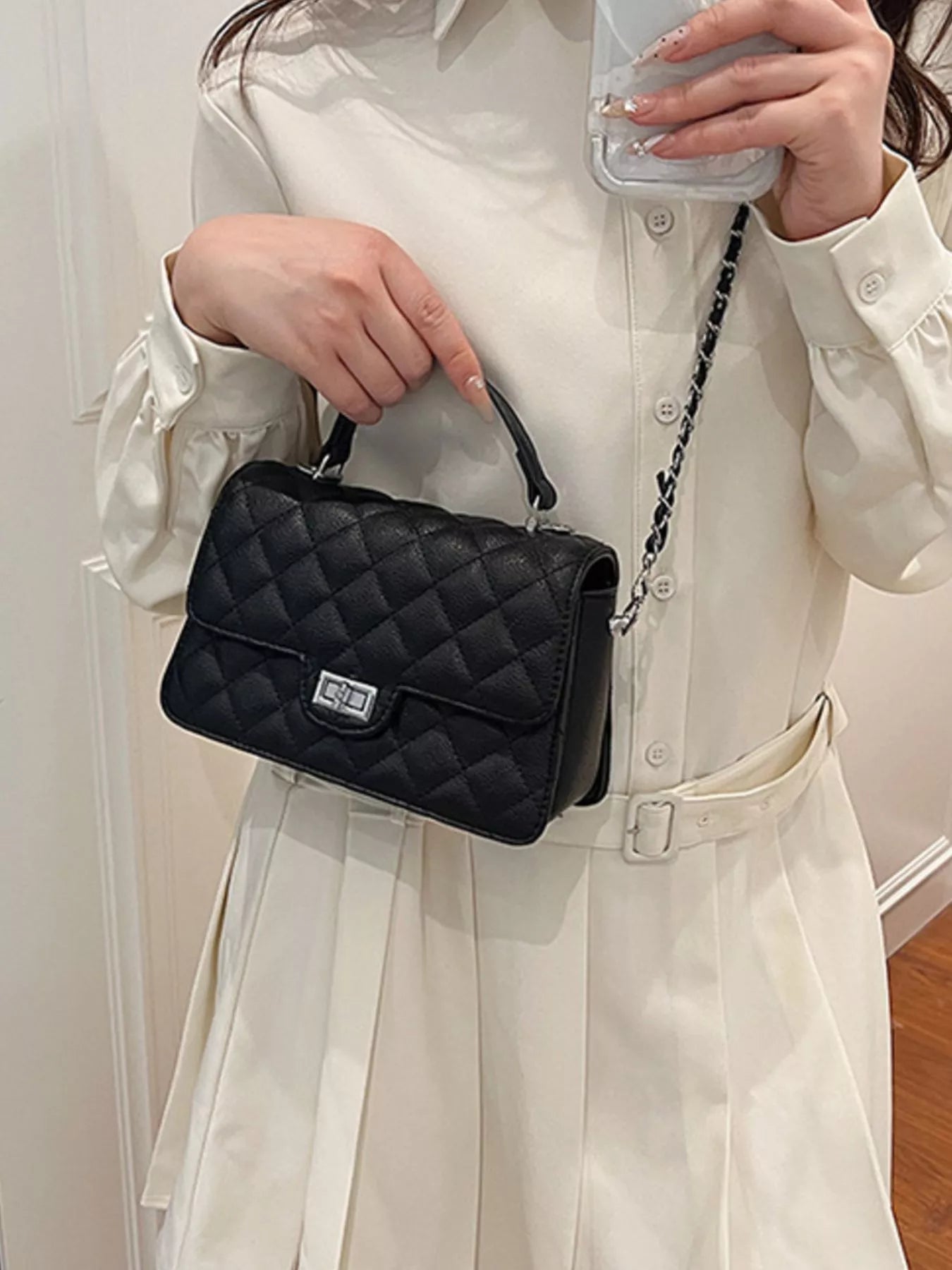 Quilted Chain Strap Crossbody Bag