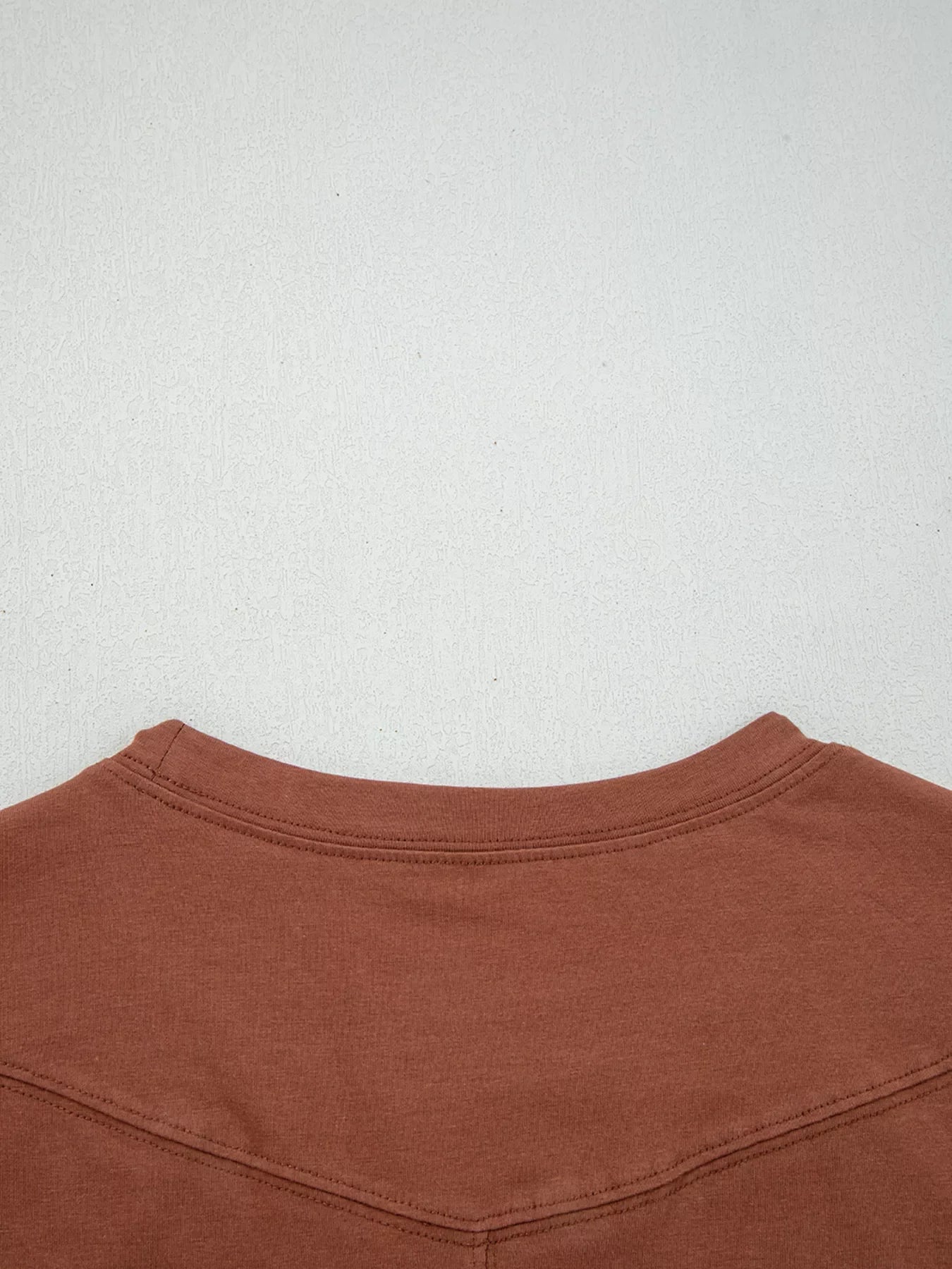 Raw Seam Detail Solid Color Long Sleeve Top