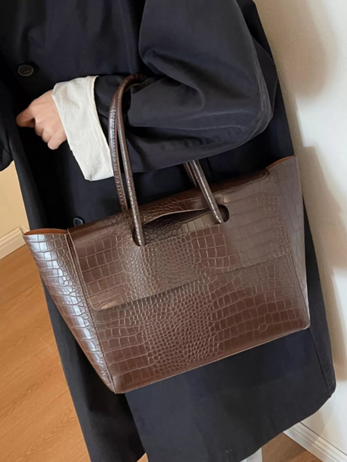 Crocodile Embossed Tote Bag