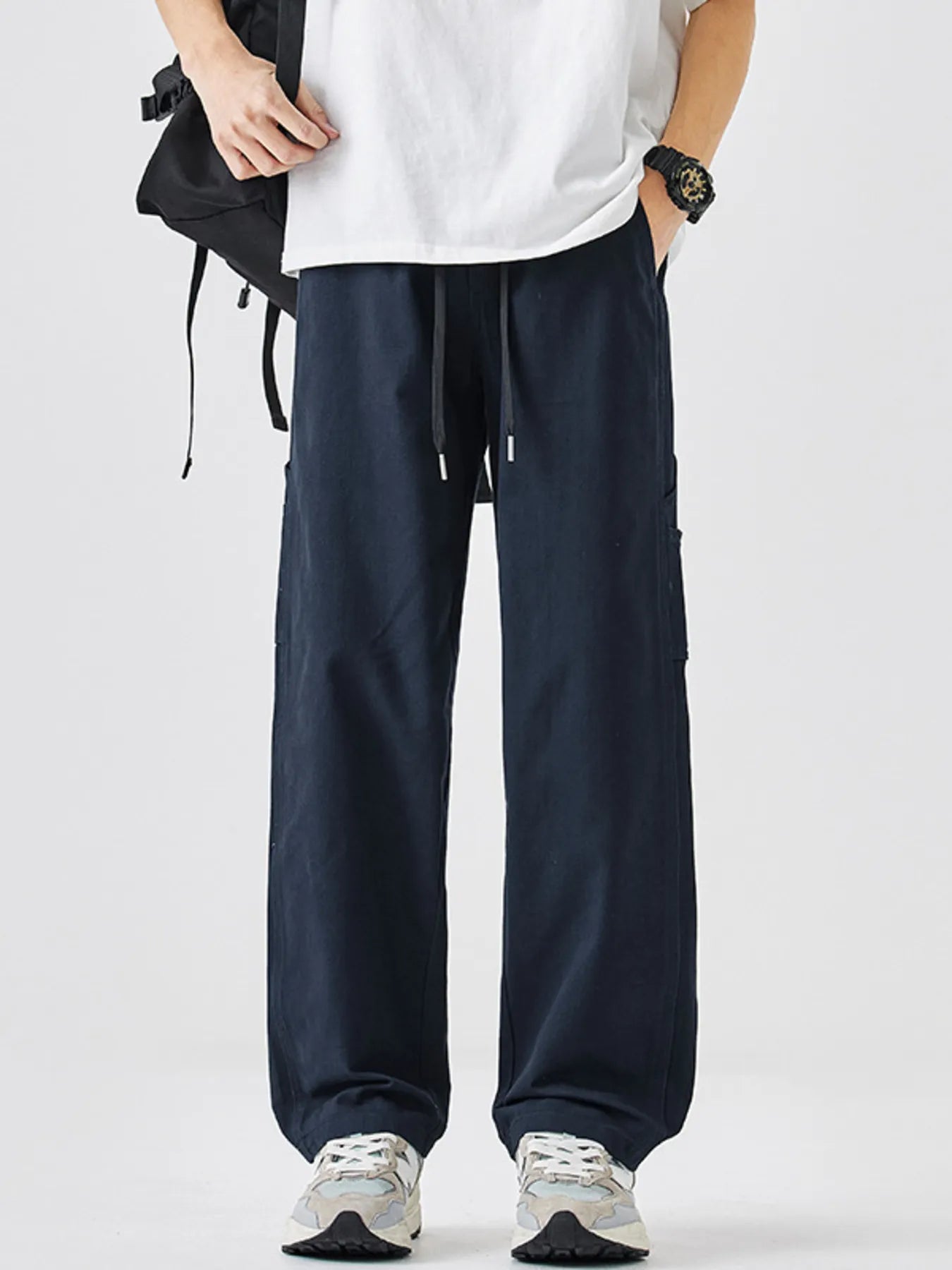 Men's Plus Size Drawstring Wide Leg Pants