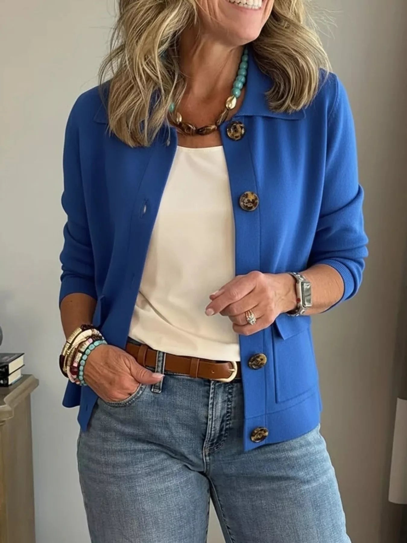 Full Size Long Sleeve Button-Down Outerwear Plus Size