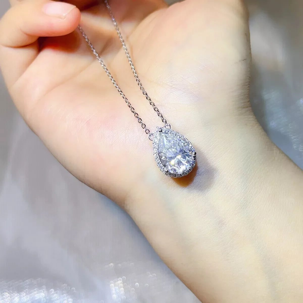 5 Carat 925 Sterling Silver Moissanite Pendant Necklace