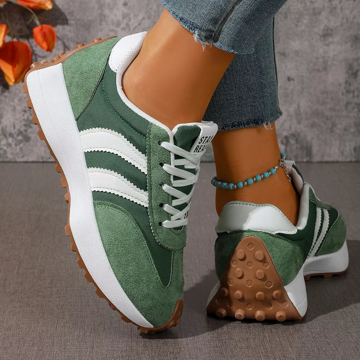 Lace Up Round Toe Sneakers