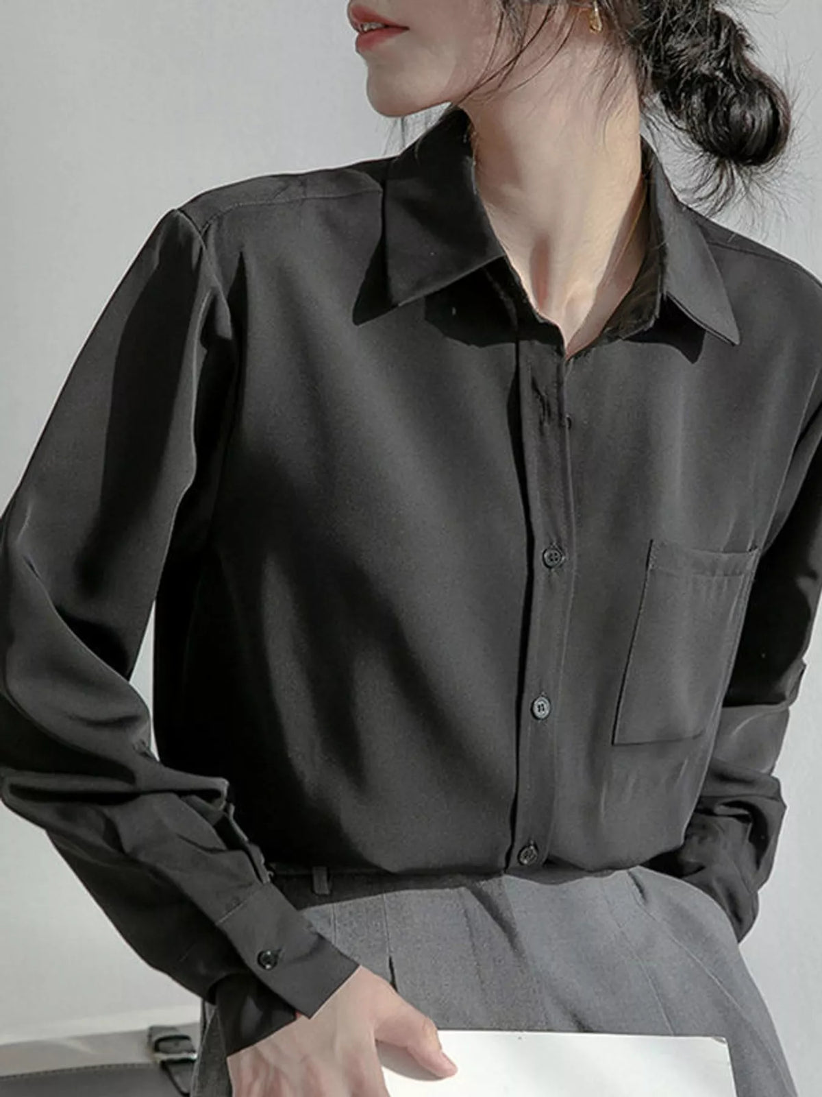 Full Size Button Up Long Sleeve Shirt Plus Size