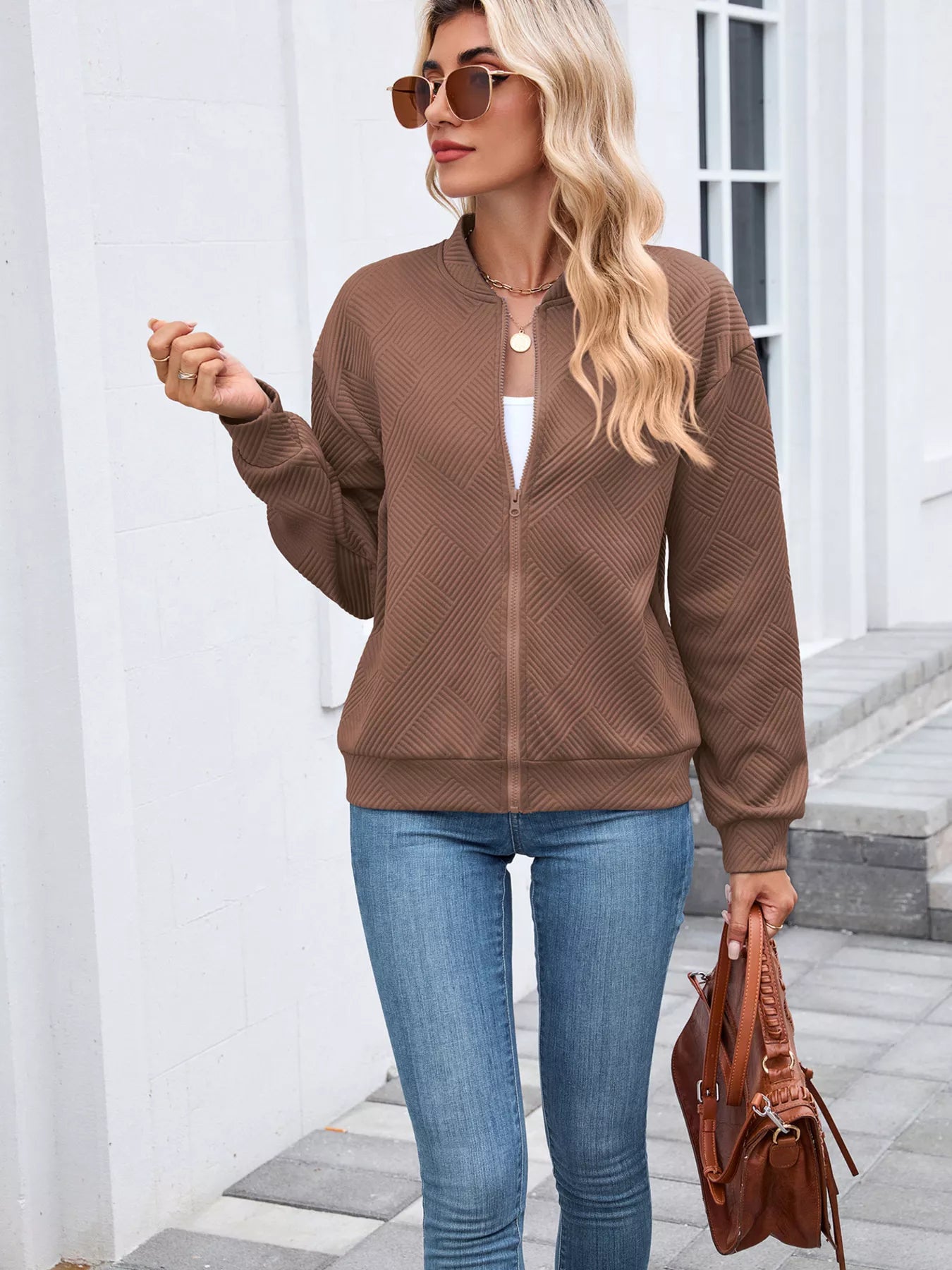 Textured Zip Up Jacket