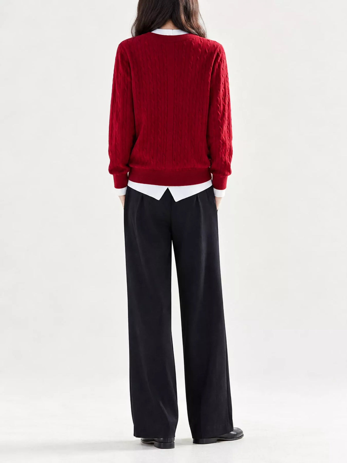 Cable-Knit Button-Down Cardigan