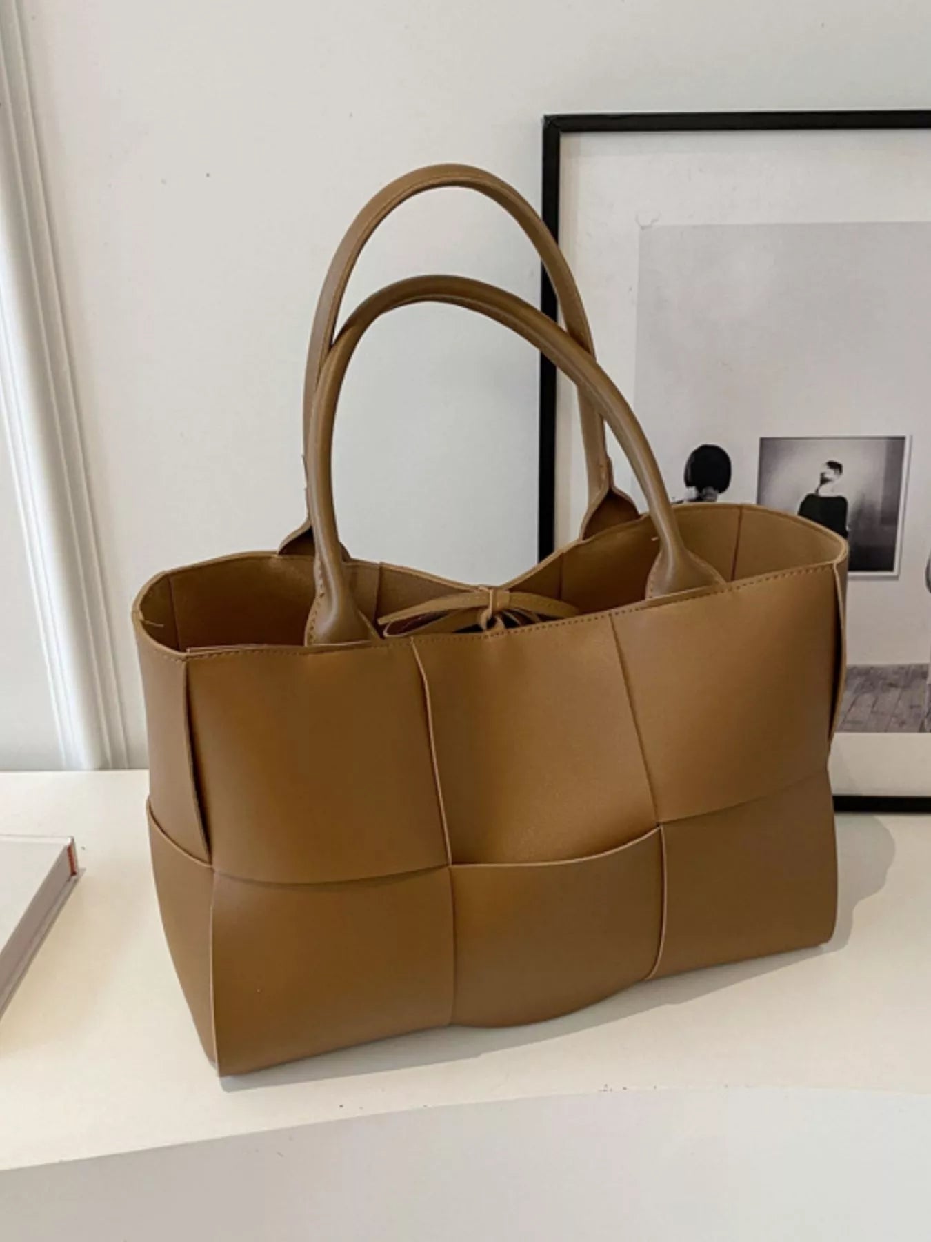Woven Leather Tote Bag