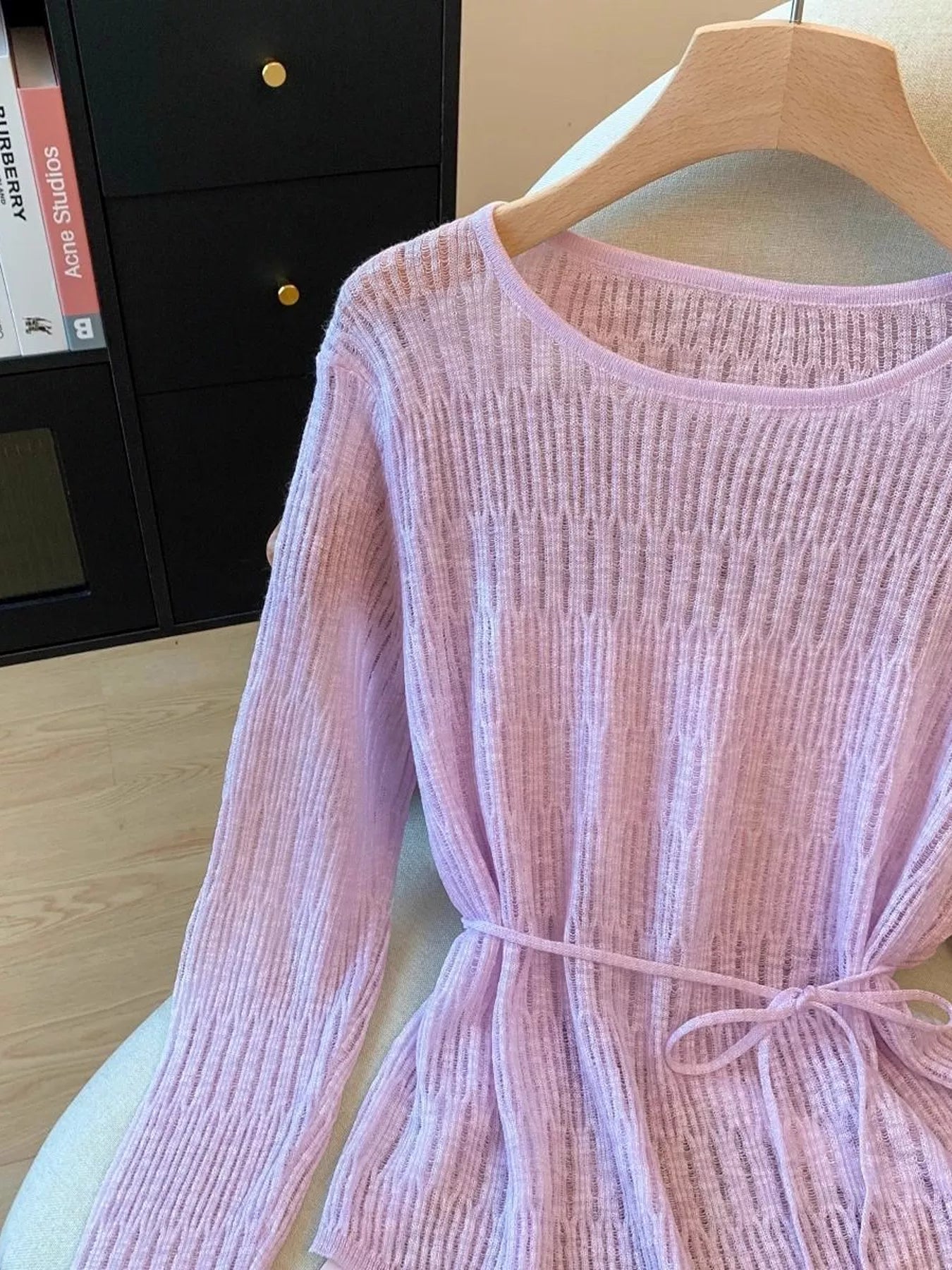 Long Sleeve Knit Top with Tie Detail
