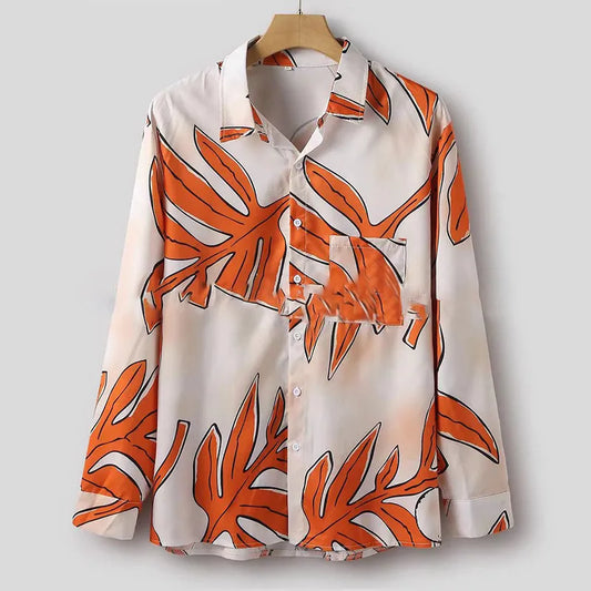 Men's Full Size Printed Button Up Long Sleeve Shirt Plus Size