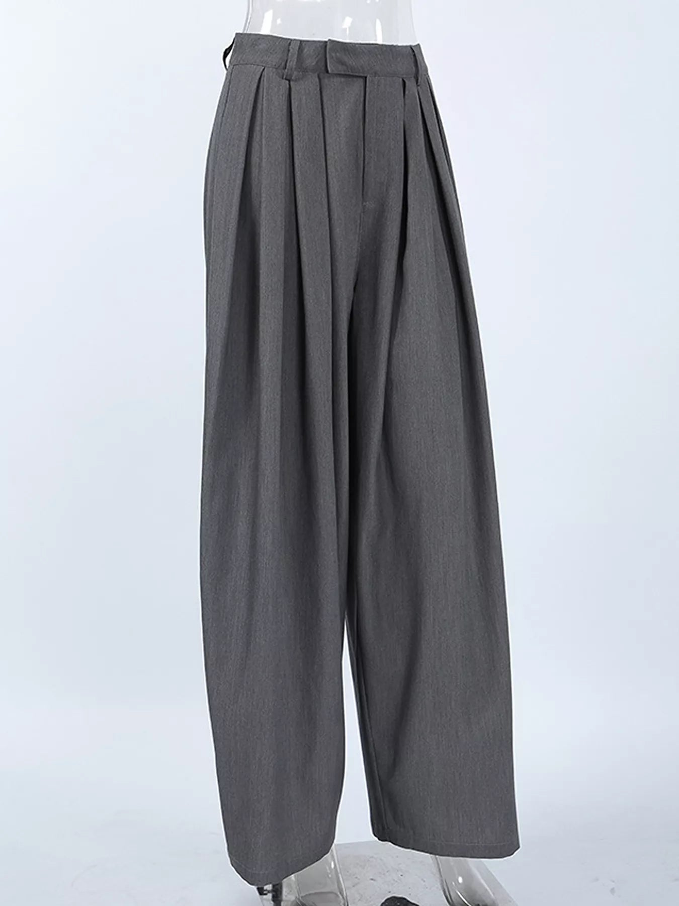 High-Waisted Wide-Leg Pleated Pants