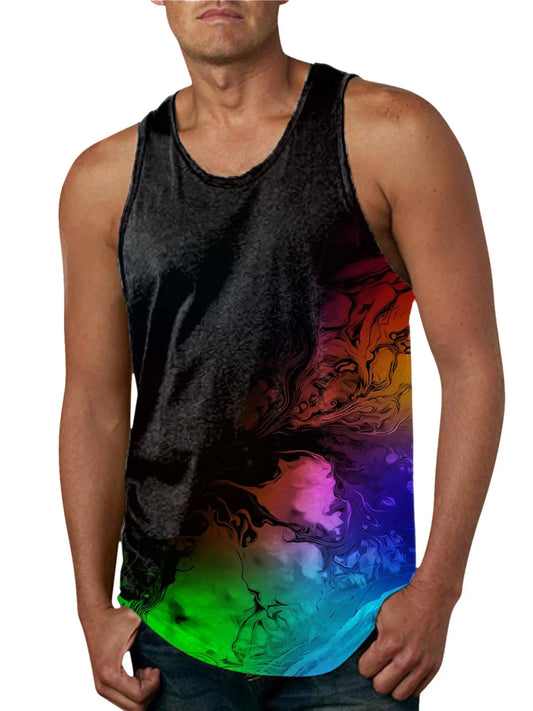 Men's Full Size Printed Round Neck Tank Top Plus Size