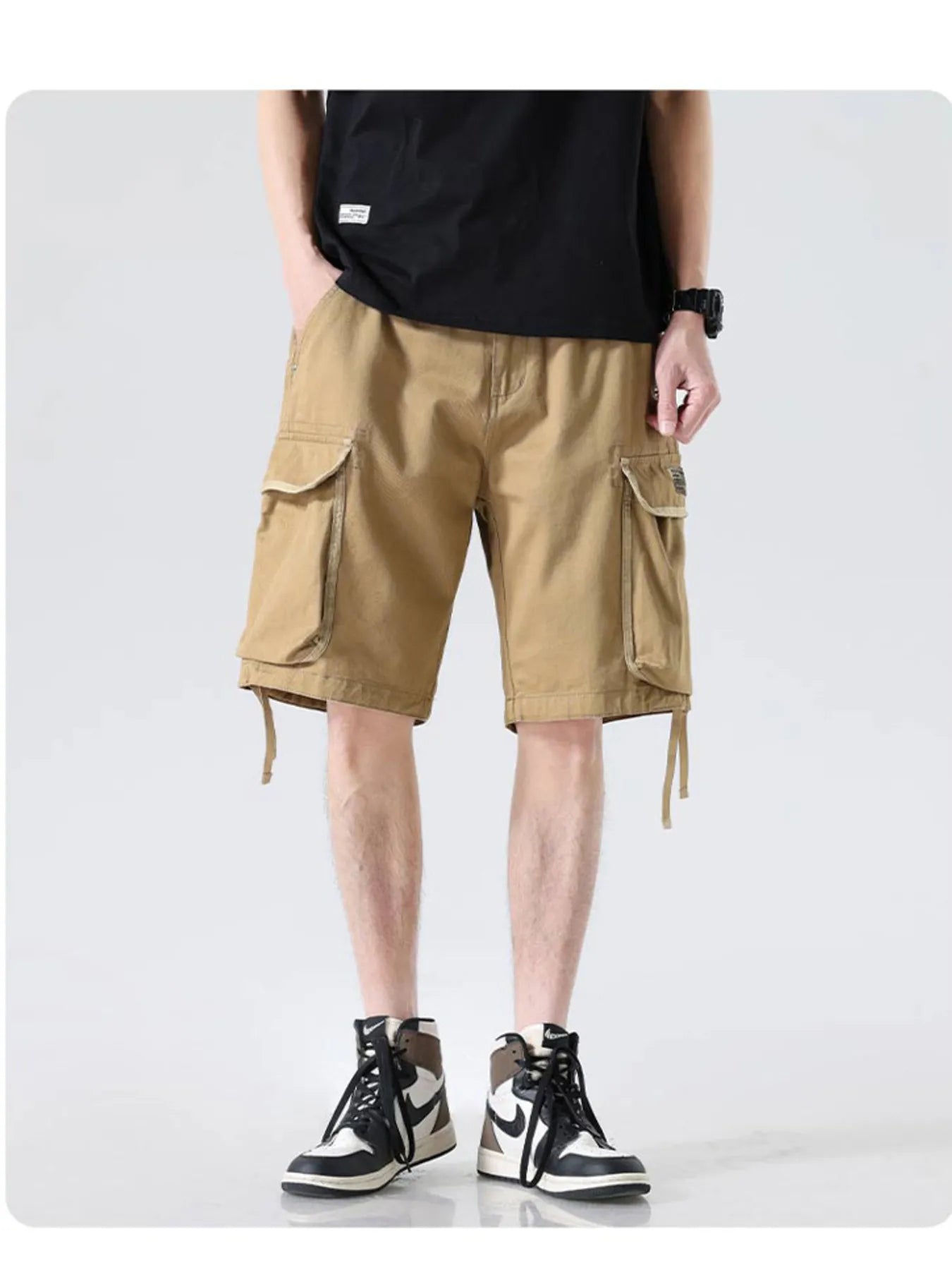 Men's Drawstring Wide Leg Cargo Shorts