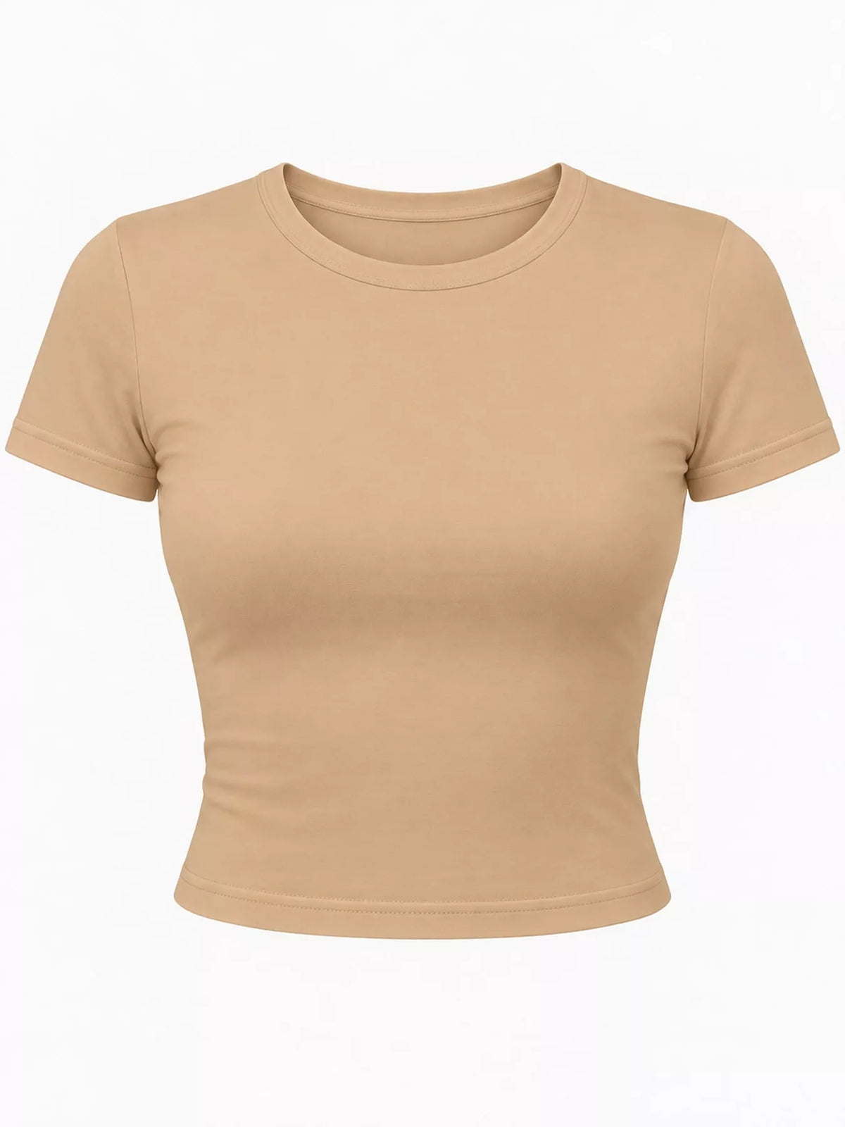 Slim Fit Basic Crew Neck Short Sleeve Crop T-Shirt