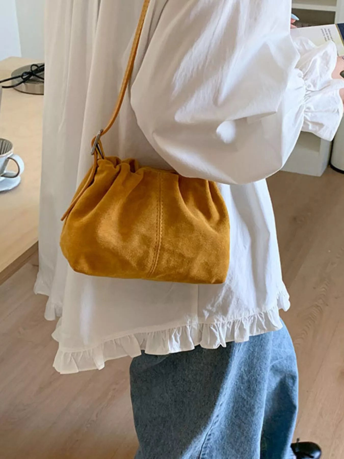 Suede Adjustable Strap Crossbody Bag