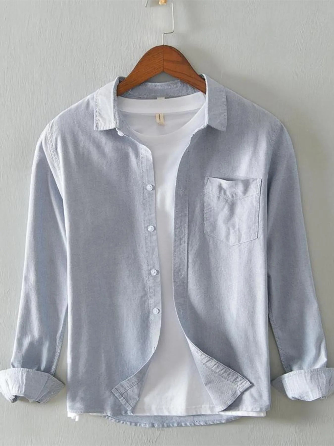 Men's Plus Size Button Up Long Sleeve Shirt