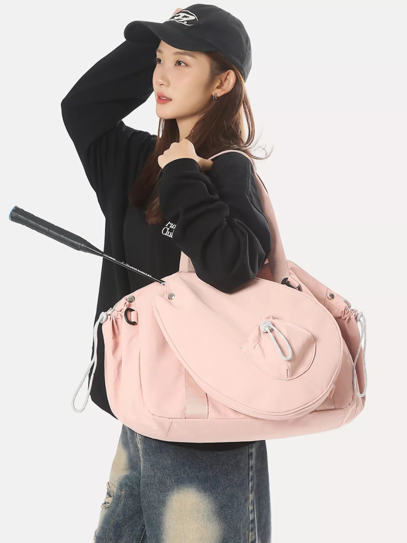 Sporty Duffel Bag with Integrated Racket Holder