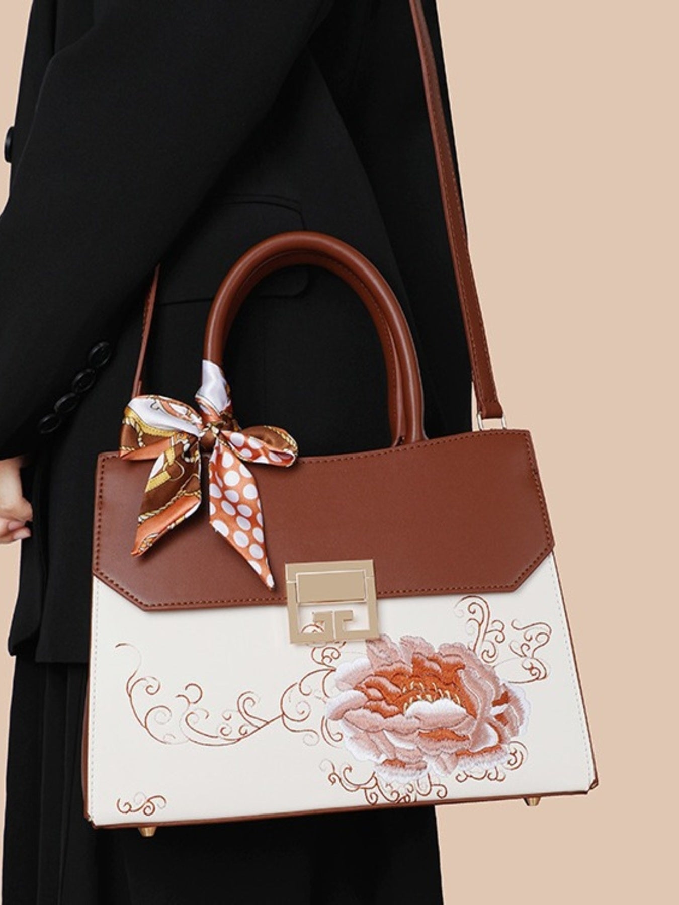 Floral Top Handle Handbag