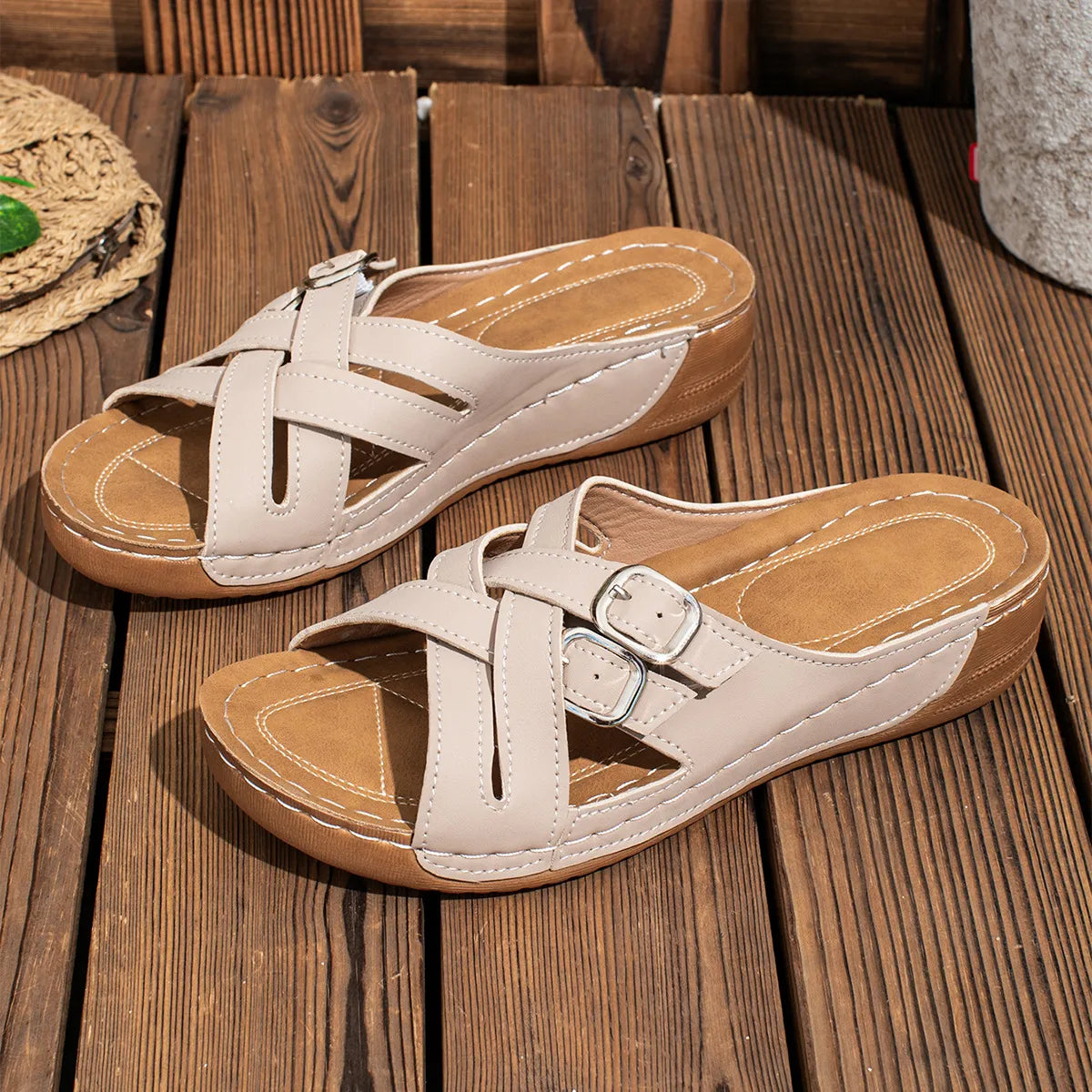 Crisscross Open Toe Platform Sandals