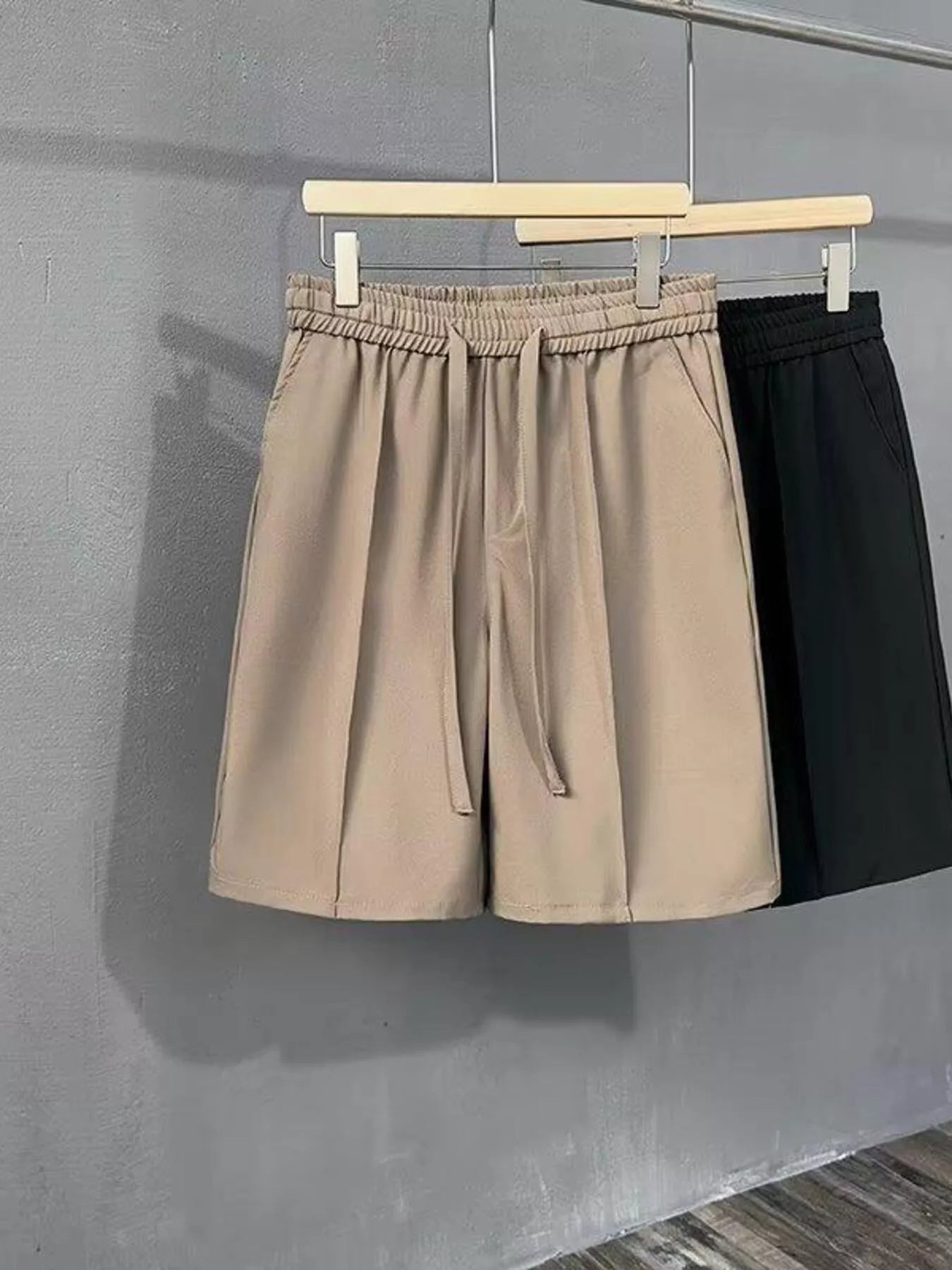 Men's Full Size Casual Drawstring Pleated Shorts Plus Size