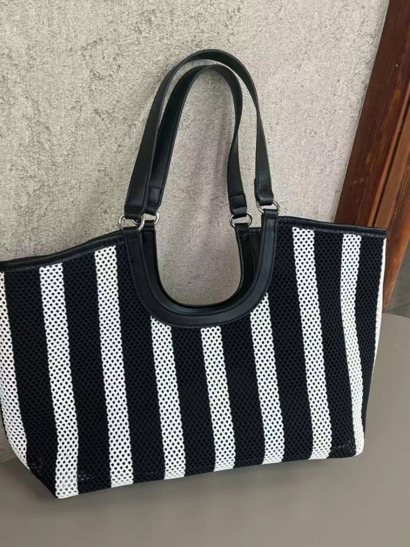 Contrast Striped Tote Bag