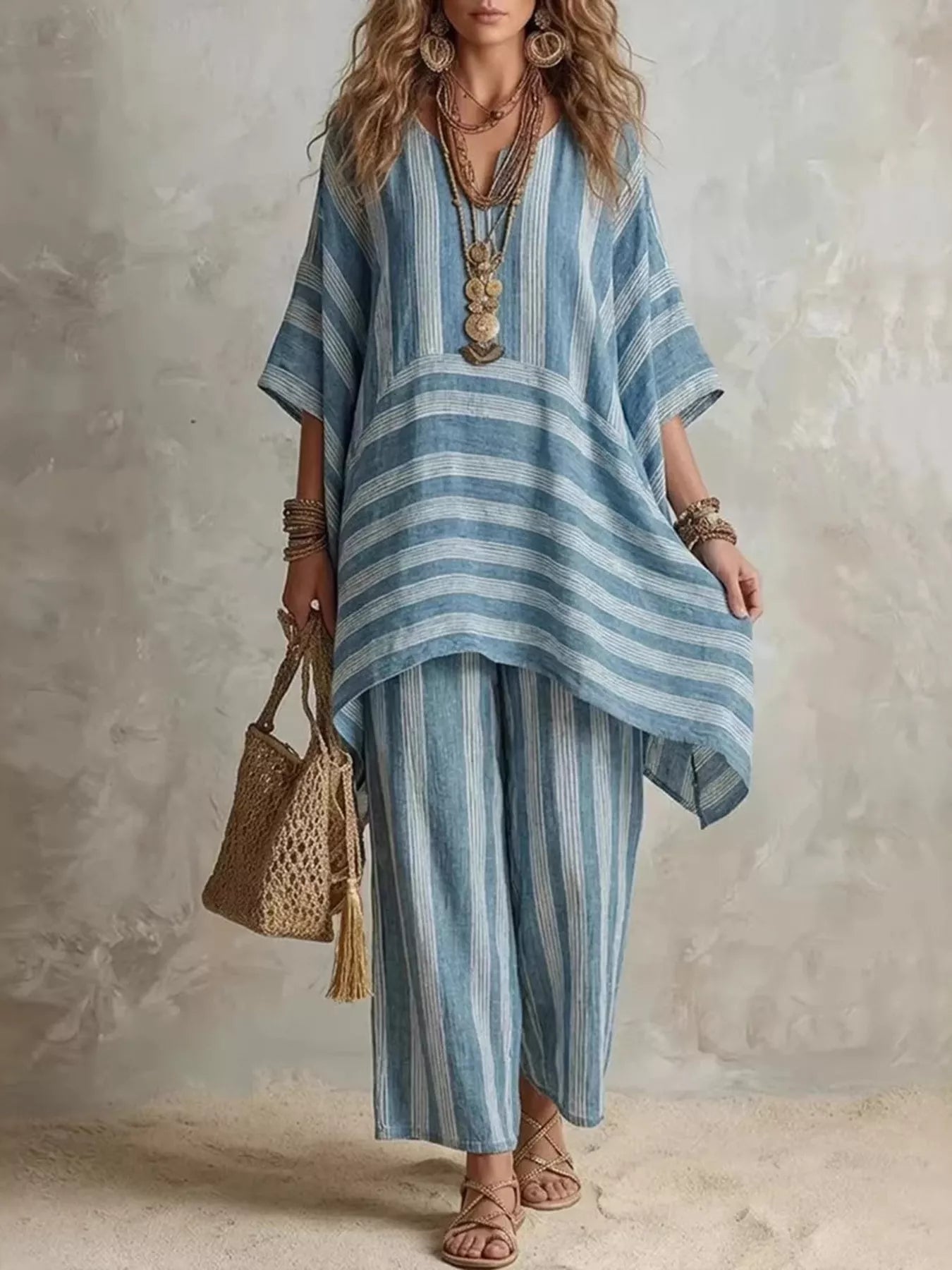 Bohemian Stripe Top and Pants Set
