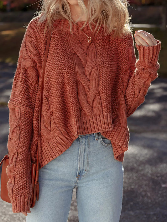 Cable-Knit Chunky Fit Slouchy Textured Sweater