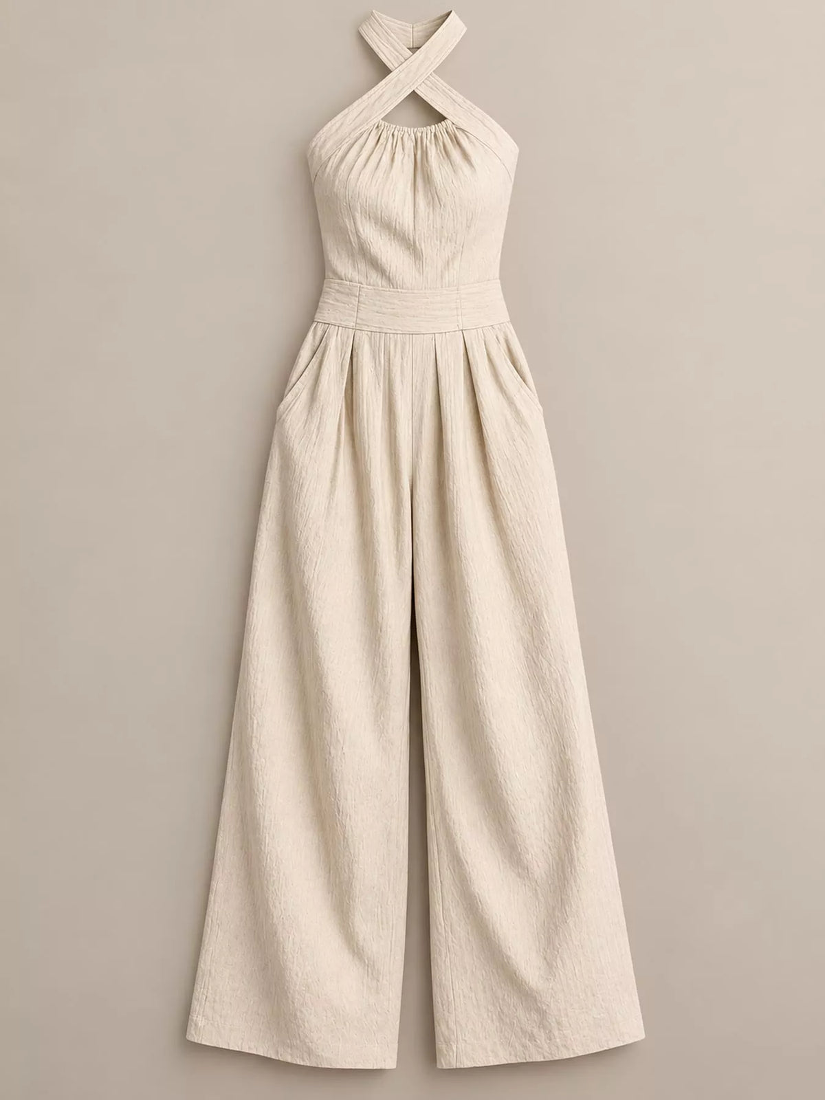 Full Size Halter Neck Wide-Leg Jumpsuit Plus Size