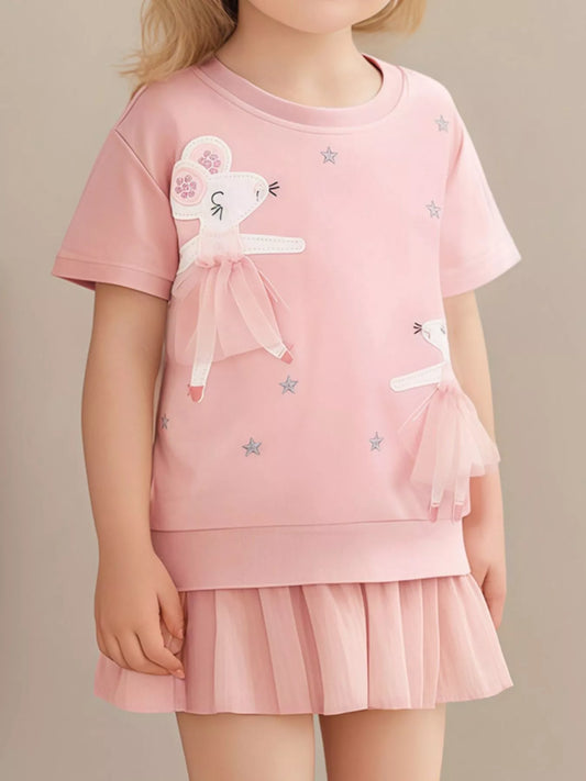 Children's Round Neck Short Sleeve Sweatshirt Dress
