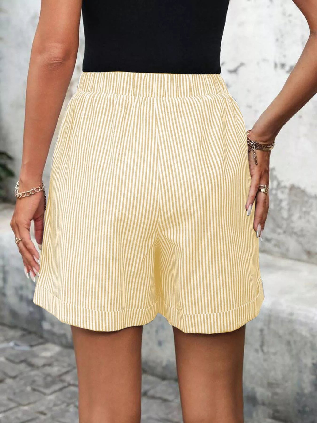 Striped Drawstring Waist Shorts