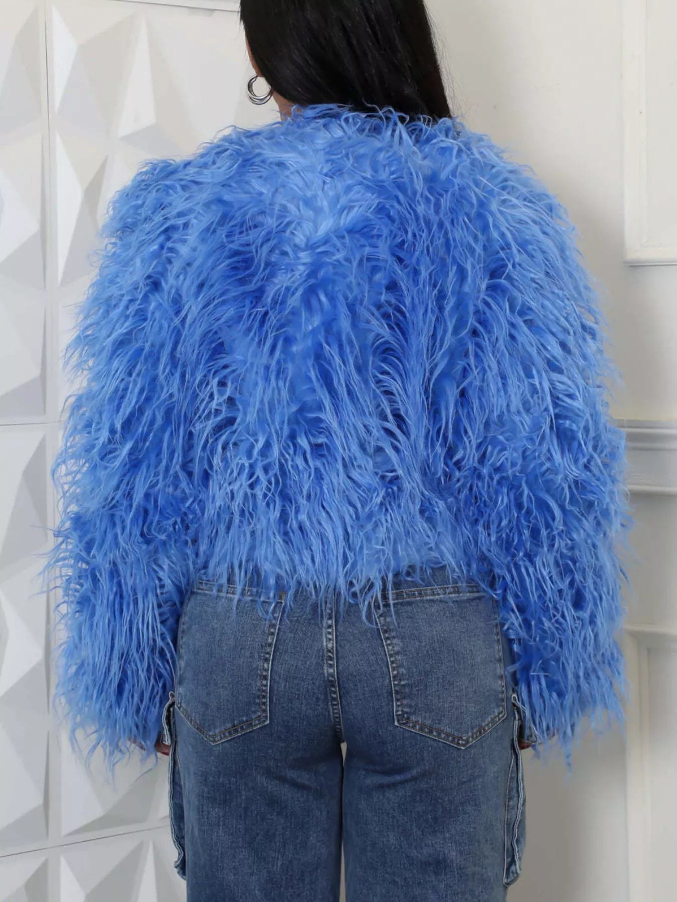 Faux Fur Open Front Cropped Outerwear