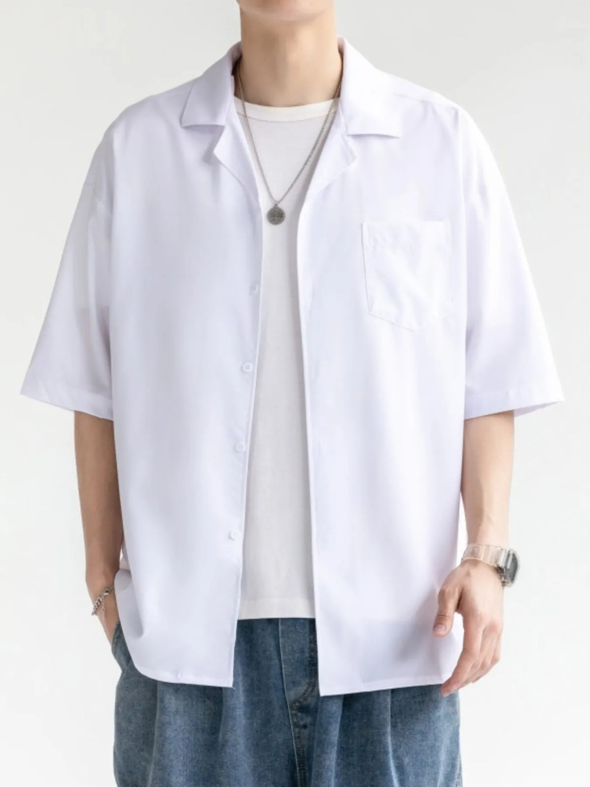 Men's Plus Size Button Up Half Sleeve Shirt