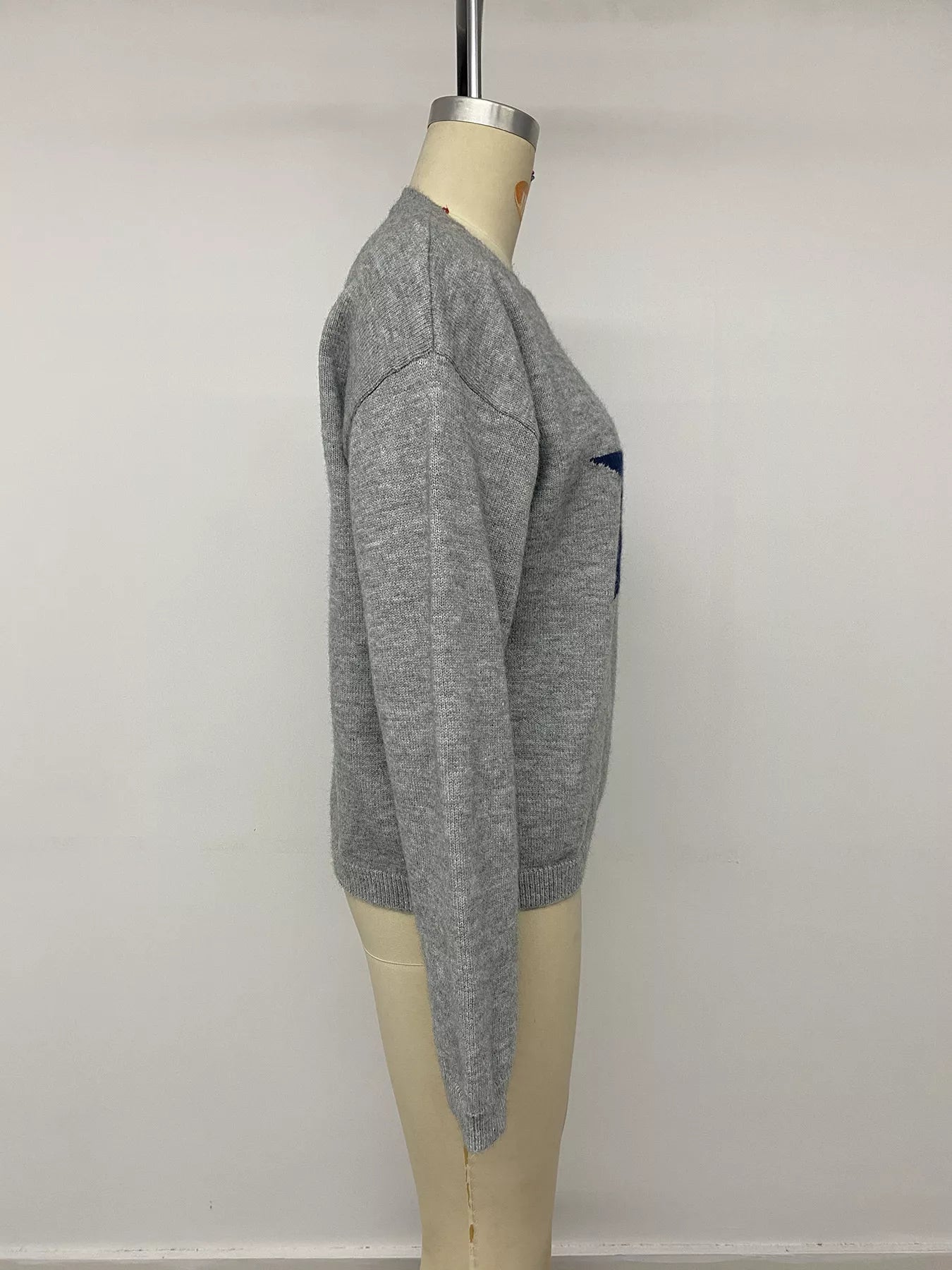 Star-Patterned Dropped Shoulder Sweater