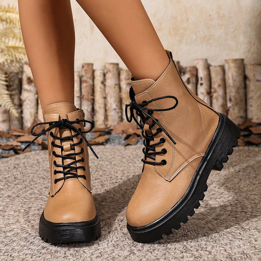 Lace-Up Ankle Combat Boots