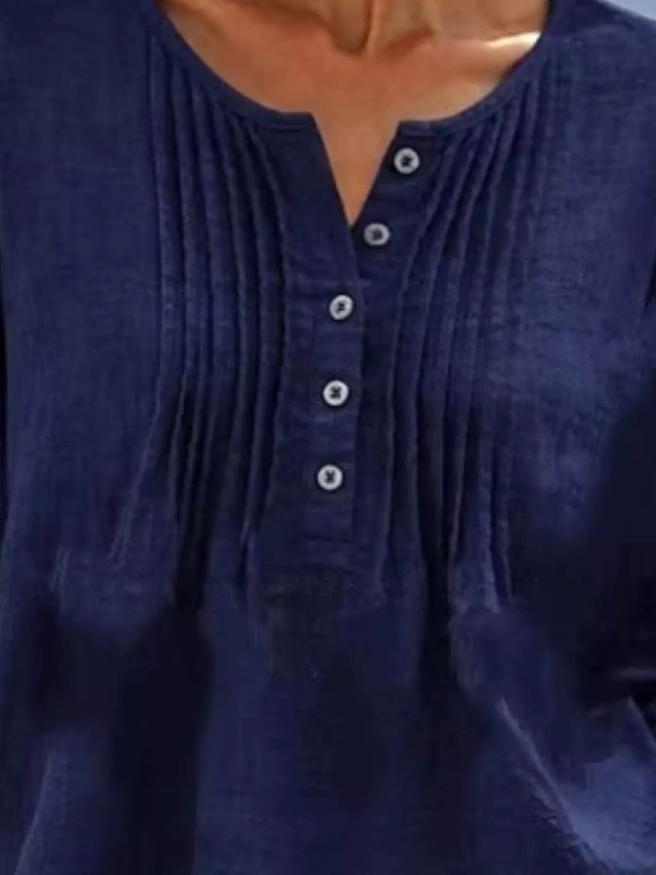 Casual Button Detail Long Sleeve Linen Shirt