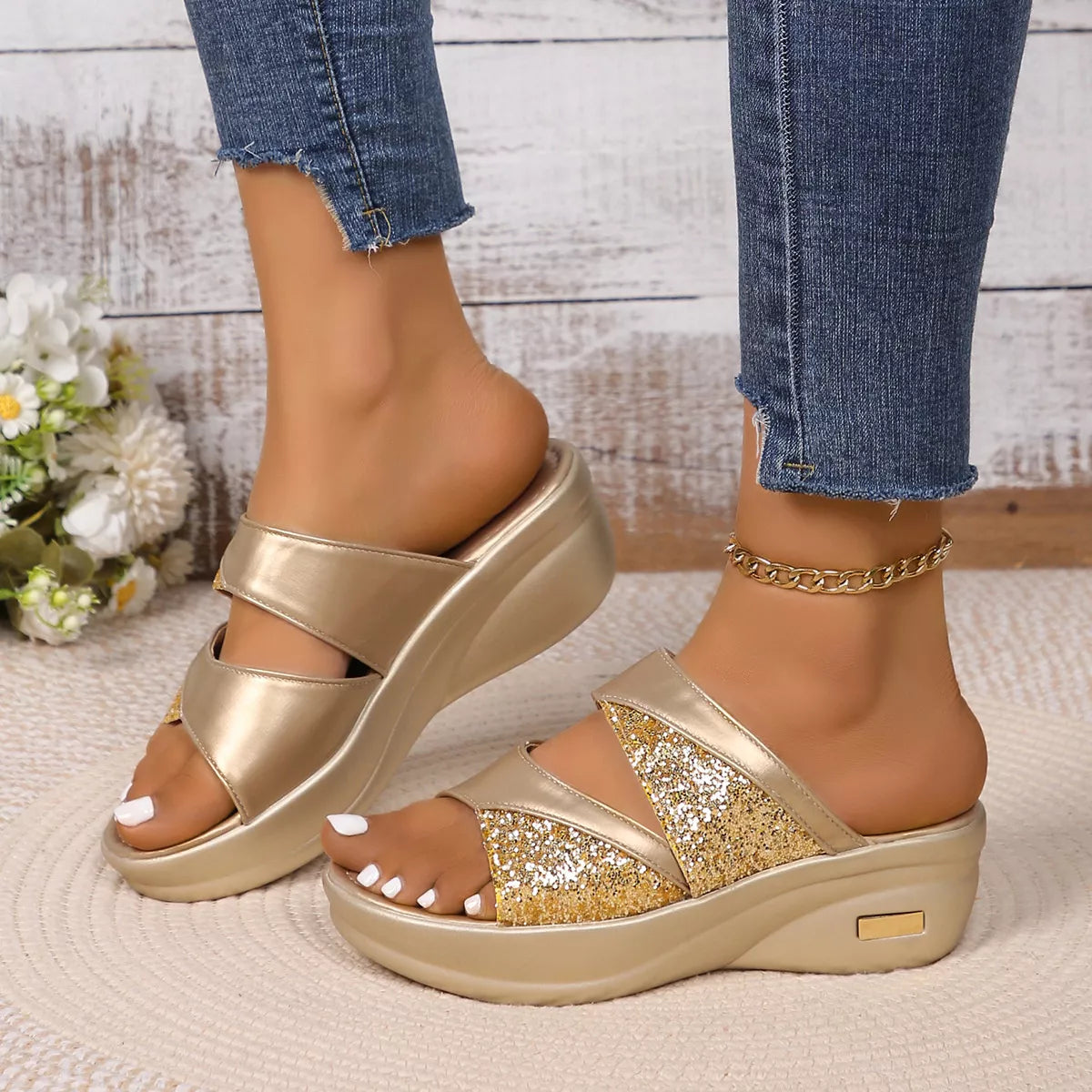 Open Toe Platform Wedge Sandals