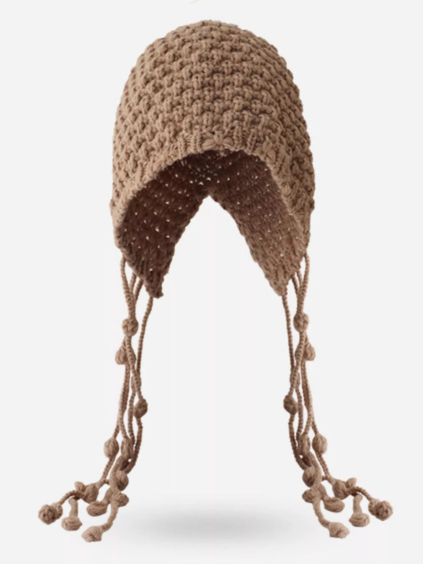 Fringe Knitted Beanie Hat