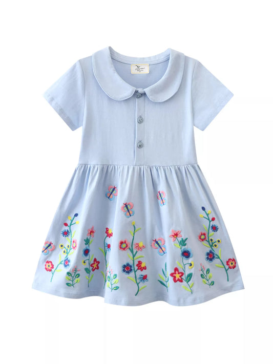 Children's Butterfly Floral Peter Pan Collar Dress