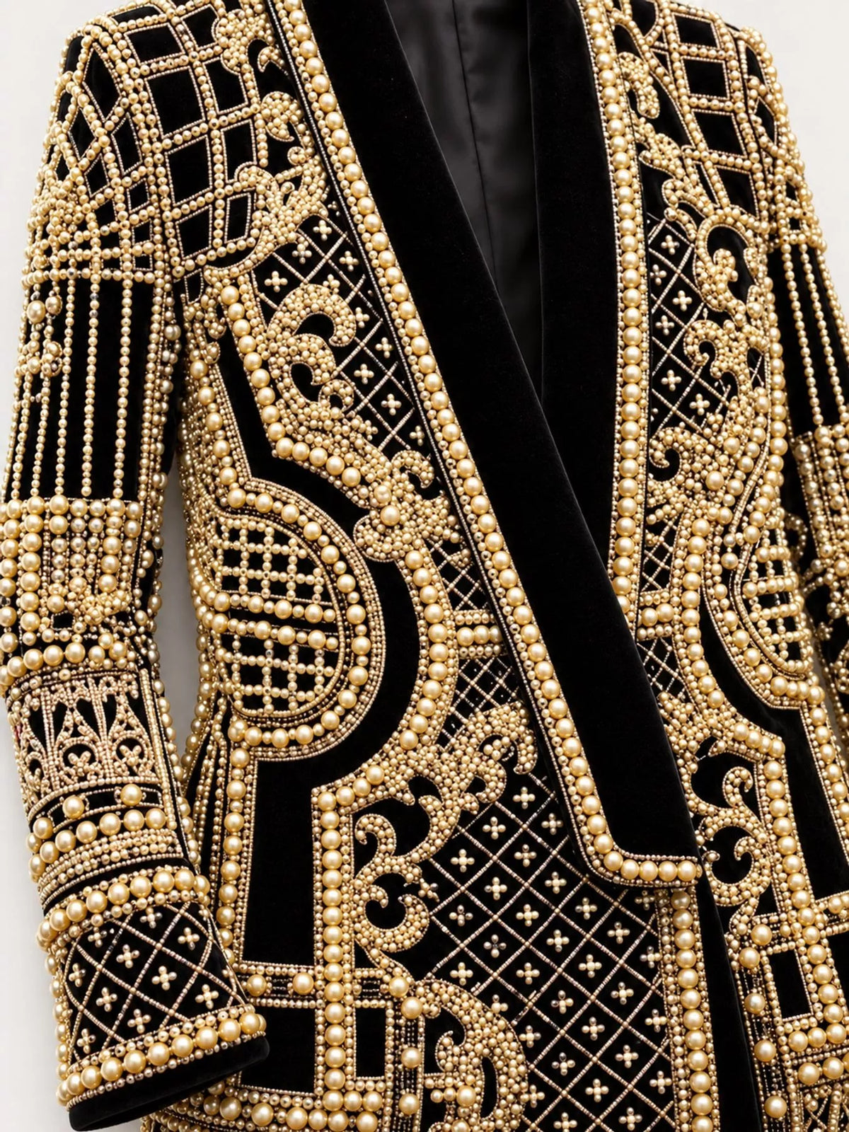 Full Size Embellished Pearl One-Button Blazer Plus Size
