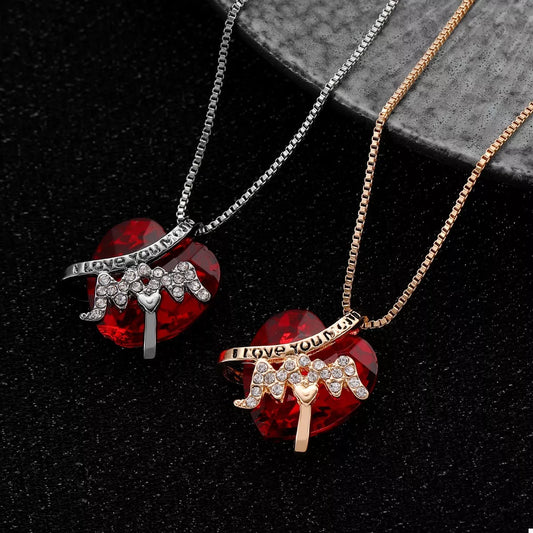 Heart-Shaped MOM Pendant Necklace