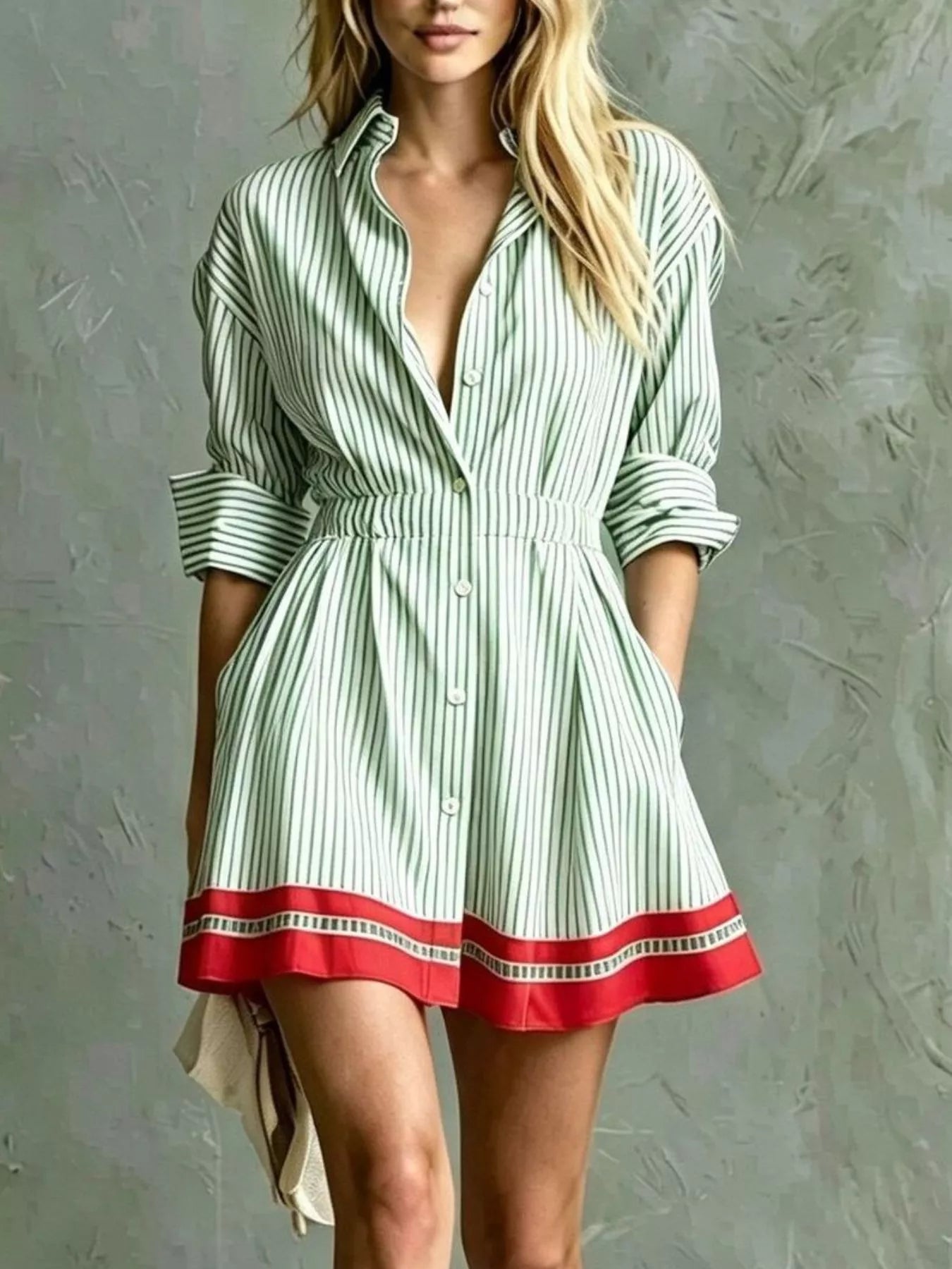 Striped Long Sleeve Shirt Dress