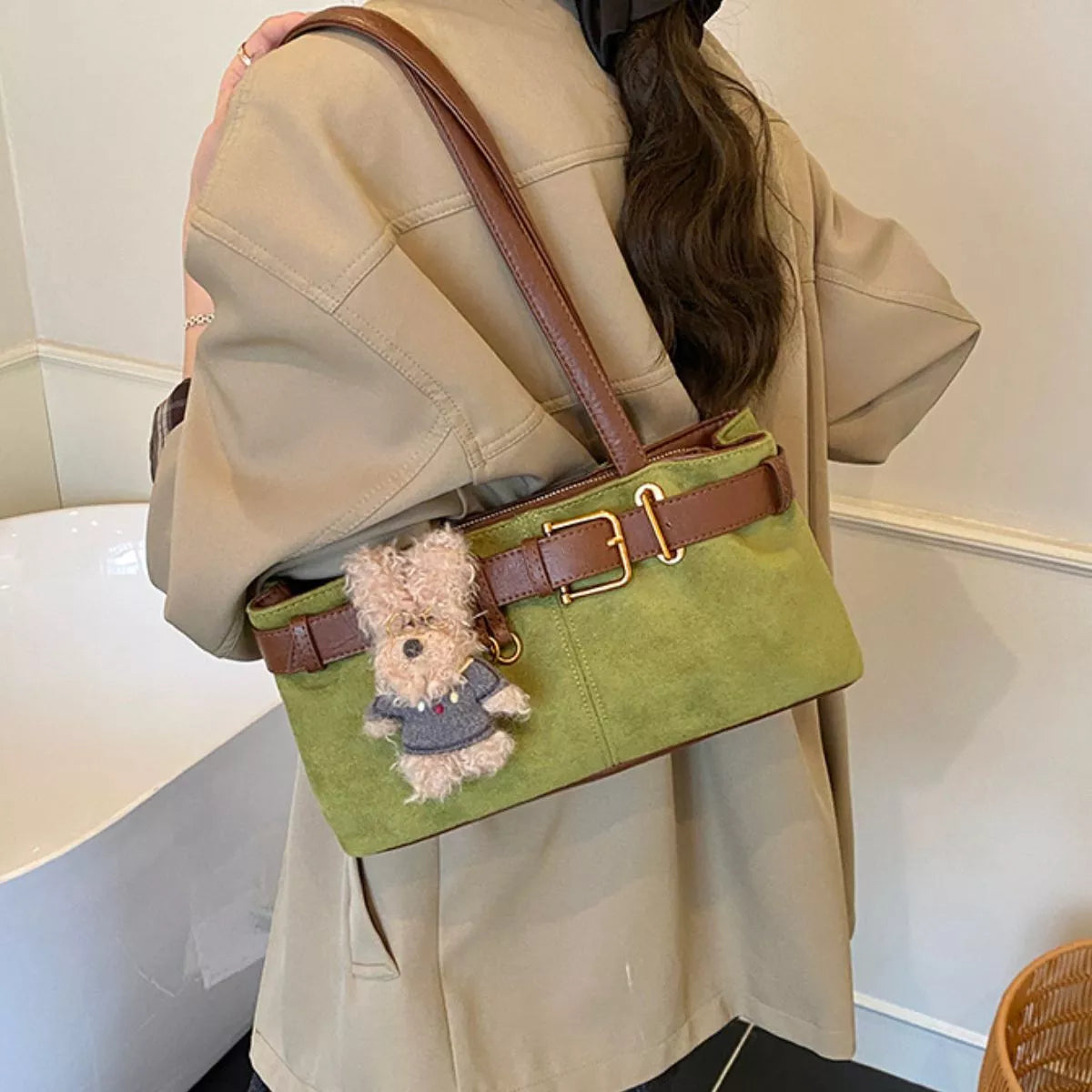 Buckle Decor Shoulder Bag