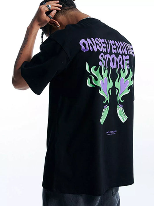 Men's Oversized Round Neck Graphic T-Shirt